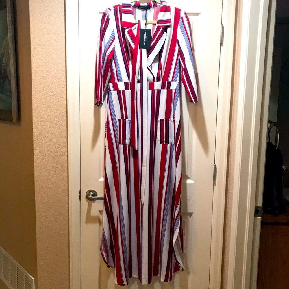 Red White and Blue Striped Maxi Dress